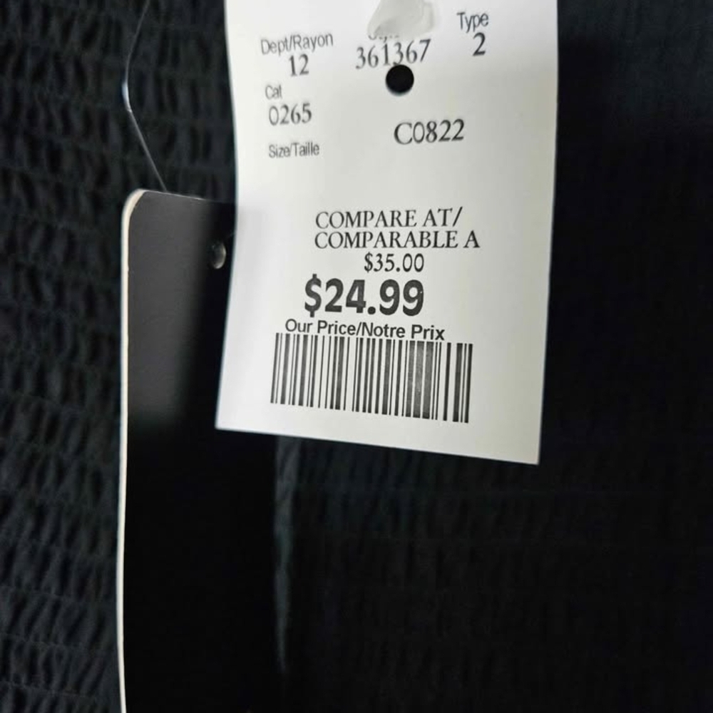 Black Smocked Women's Top - Picture 3 of 3